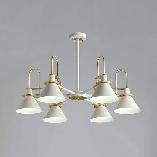 Macaron Loft Funnel Chandelier: Stylish Metal Suspension Light For Nurseries 6 / White