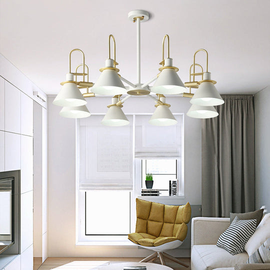 Macaron Loft Funnel Chandelier: Stylish Metal Suspension Light For Nurseries