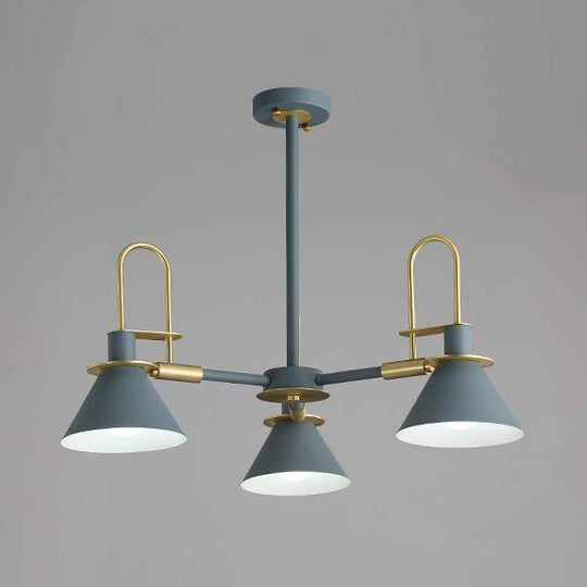 Macaron Loft Funnel Chandelier: Stylish Metal Suspension Light For Nurseries