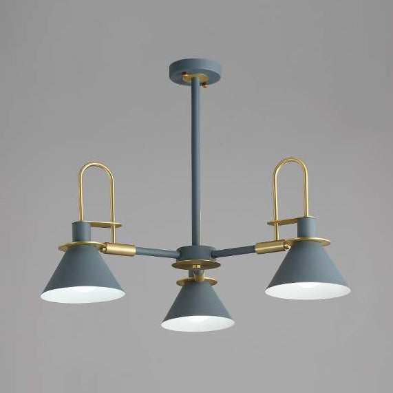 Macaron Loft Funnel Chandelier: Stylish Metal Suspension Light For Nurseries 3 / Grey