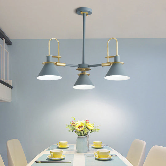 Macaron Loft Funnel Chandelier: Stylish Metal Suspension Light For Nurseries