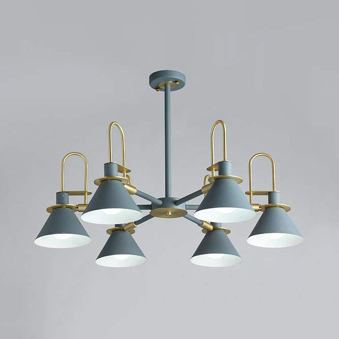 Macaron Loft Funnel Chandelier: Stylish Metal Suspension Light For Nurseries