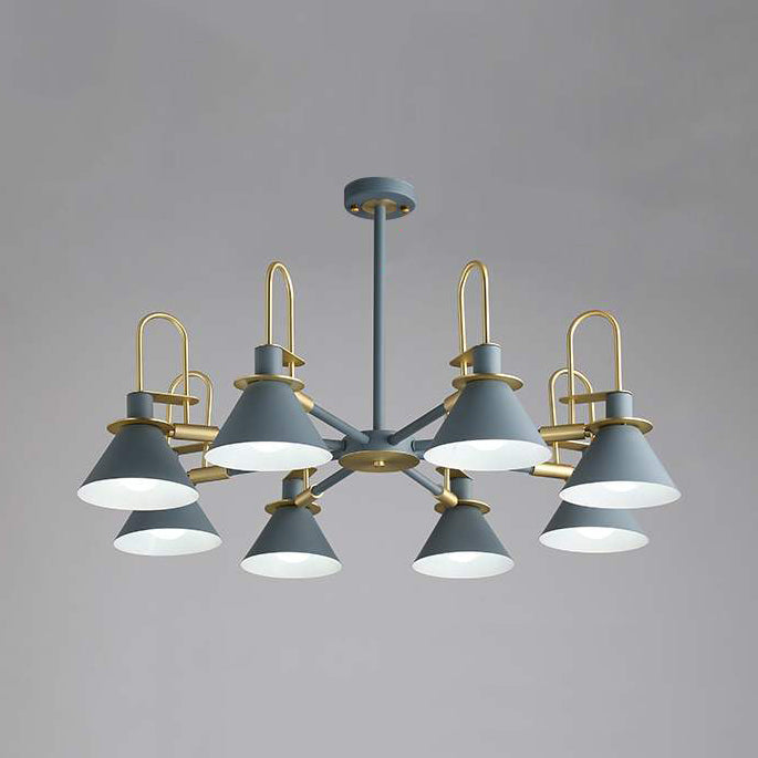 Macaron Loft Funnel Chandelier: Stylish Metal Suspension Light For Nurseries 8 / Grey