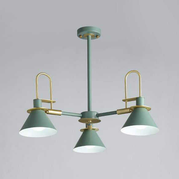 Macaron Loft Funnel Chandelier: Stylish Metal Suspension Light For Nurseries 3 / Green