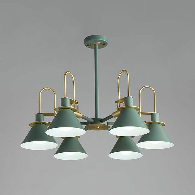 Macaron Loft Funnel Chandelier: Stylish Metal Suspension Light For Nurseries