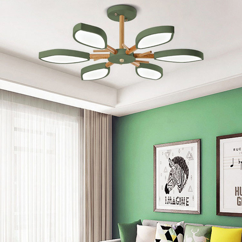 Nordic Style Macaron Chandelier: Leaf Acrylic Shade Hanging Light For Living Room 6 / Green