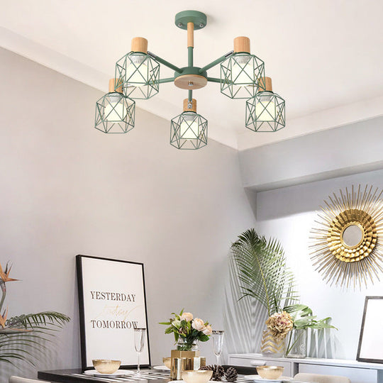 Stylish Macaron Ceiling Pendant: Metal Hanging Light For Nurseries 5 / Green