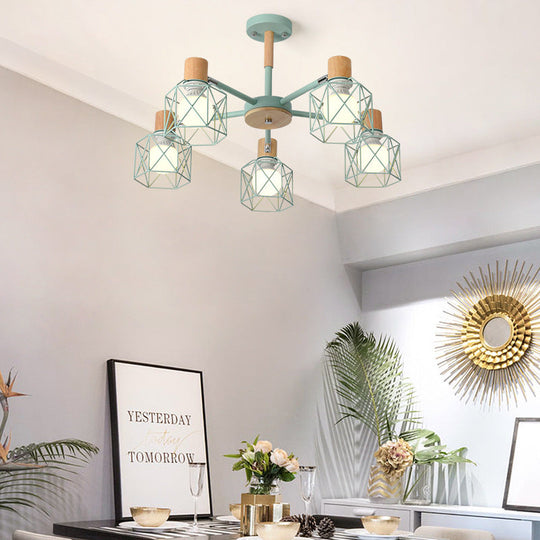 Stylish Macaron Ceiling Pendant: Metal Hanging Light For Nurseries 5 / Blue