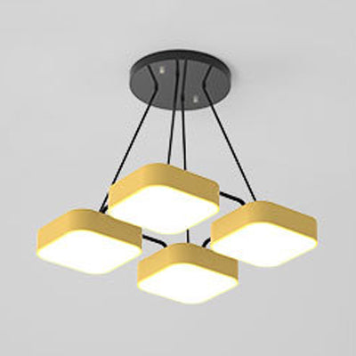 Acrylic Macaron Style Pendant Light For Kindergartens: Square Shade Chandelier