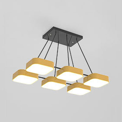 Acrylic Macaron Style Pendant Light For Kindergartens: Square Shade Chandelier