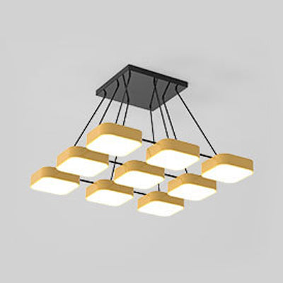 Acrylic Macaron Style Pendant Light For Kindergartens: Square Shade Chandelier