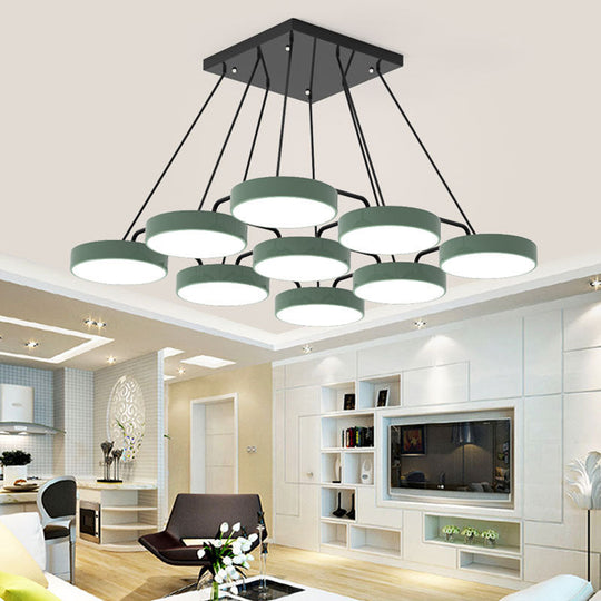 Stylish Macaron Pendant Light For Nursery And Bedroom - Acrylic Round Shade Chandelier