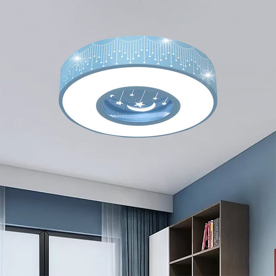 Hollow LED Flush Ceiling Light: Macaron Loft Metal Ceiling Mount for Child Bedroom