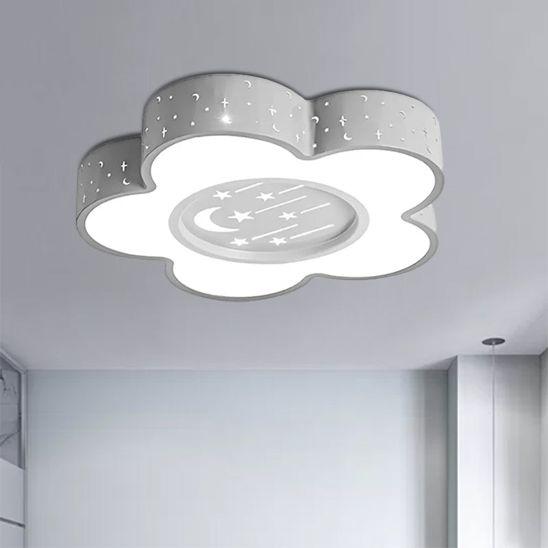 Children's Hollow Flower LED Ceiling Mount Light with Moon and Star Cartoon Design