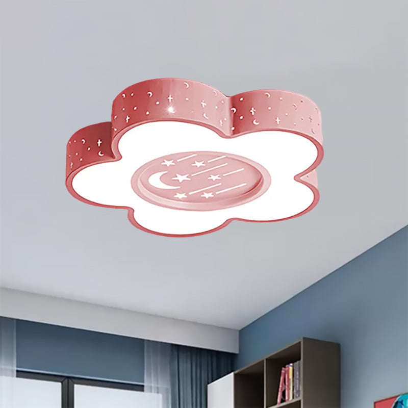 Children's Hollow Flower LED Ceiling Mount Light with Moon and Star Cartoon Design