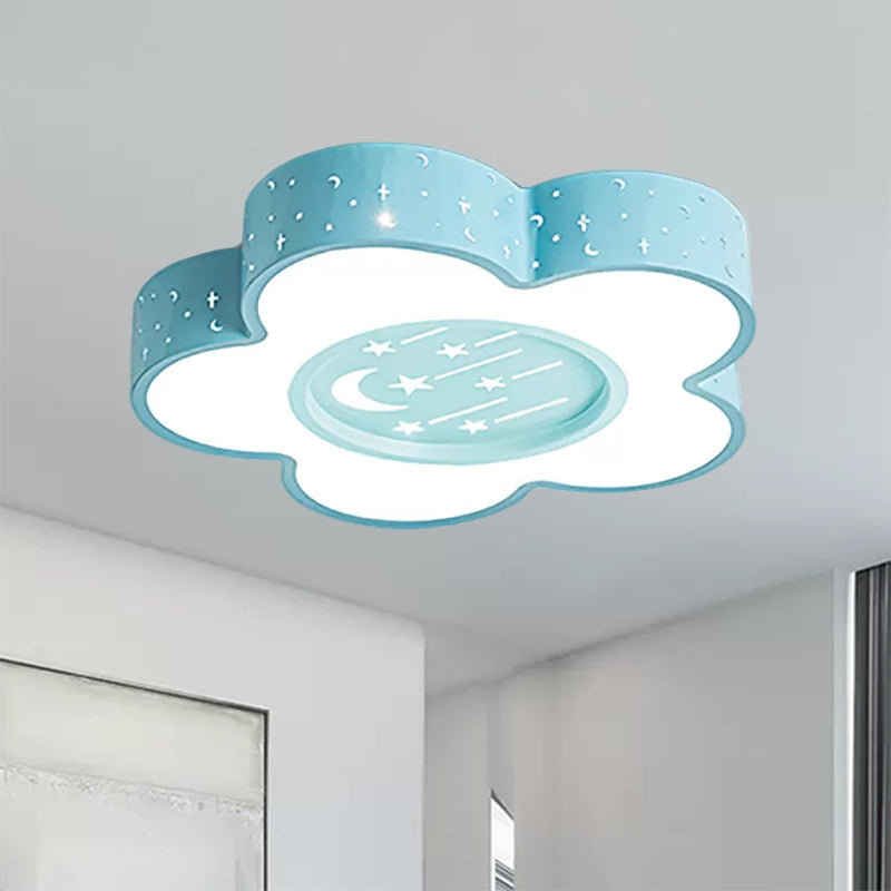 Children's Hollow Flower LED Ceiling Mount Light with Moon and Star Cartoon Design