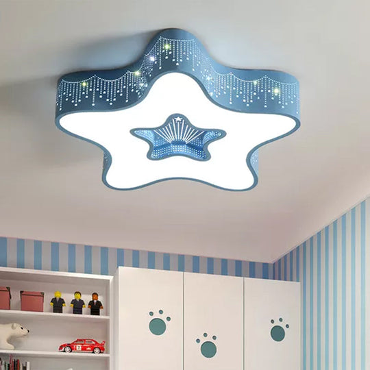 Modern Metal Acrylic Flush Mount LED Ceiling Lamp for Child Bedroom