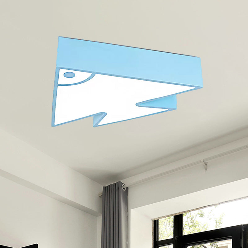 Kids' Cartoon Triangle Fish Ceiling Lamp - LED Flush Mount Light for Child's Bedroom or Living Room