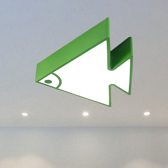 Kids' Cartoon Triangle Fish Ceiling Lamp - LED Flush Mount Light for Child's Bedroom or Living Room