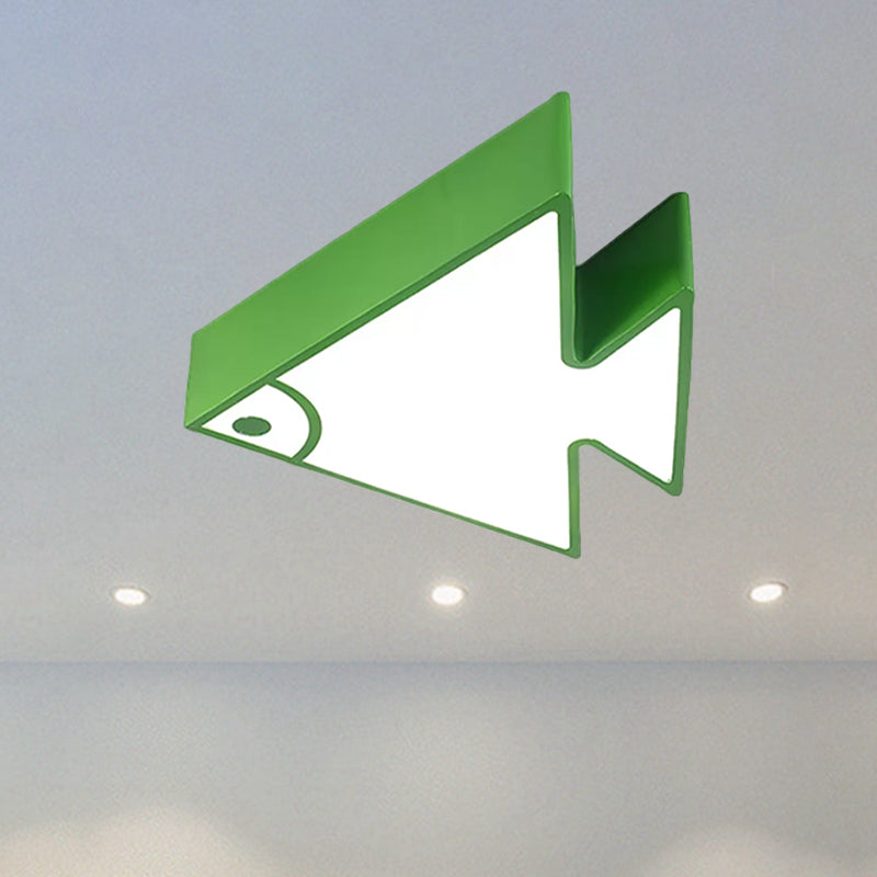 Kids Cartoon Triangle Fish Ceiling Lamp - Led Flush Mount Light For Childs Bedroom Or Living Room