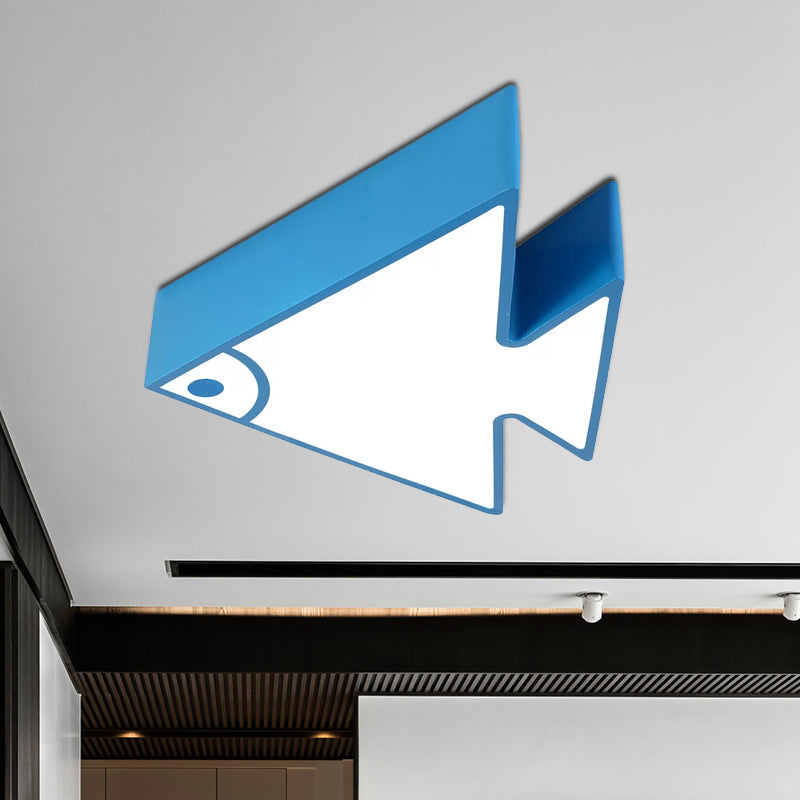 Kids' Cartoon Triangle Fish Ceiling Lamp - LED Flush Mount Light for Child's Bedroom or Living Room