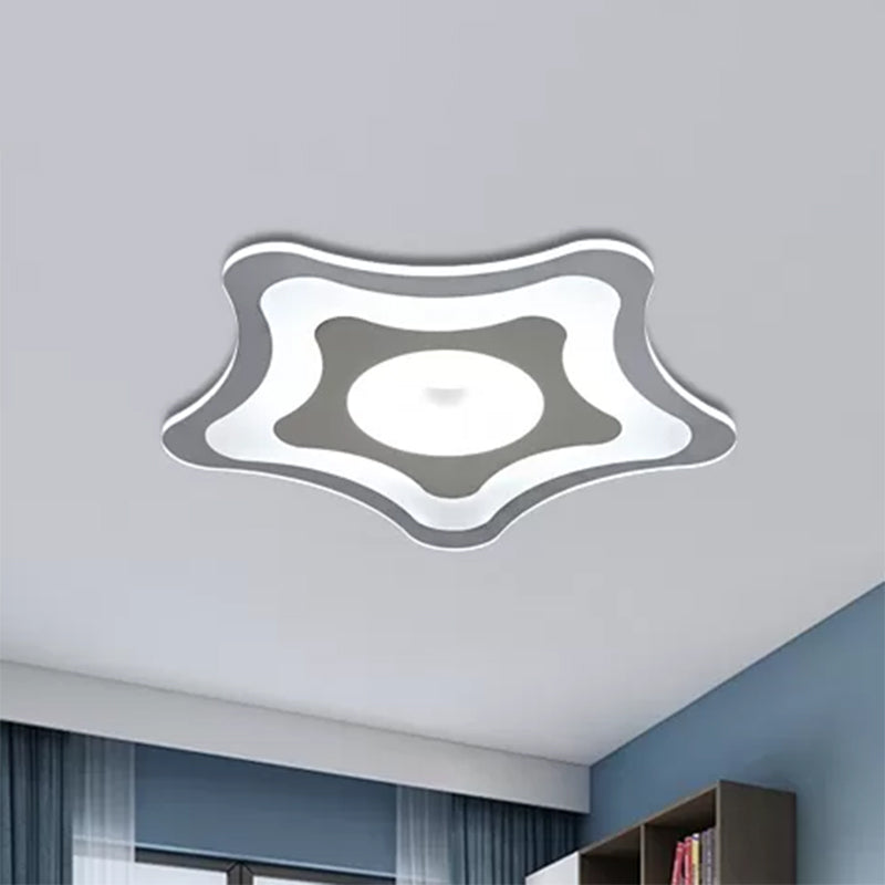 White Acrylic Star Slim Panel LED Ceiling Light - Simple, Stylish Flush Mount for Living Room