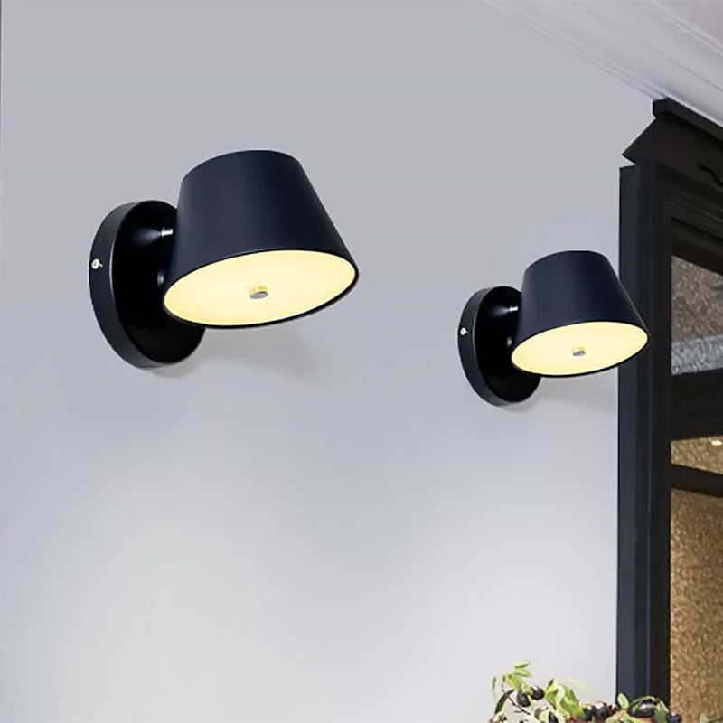 Nordic Tapered Shade Metal Wall Lamp In Black/White - Perfect For Bedroom And Study Room