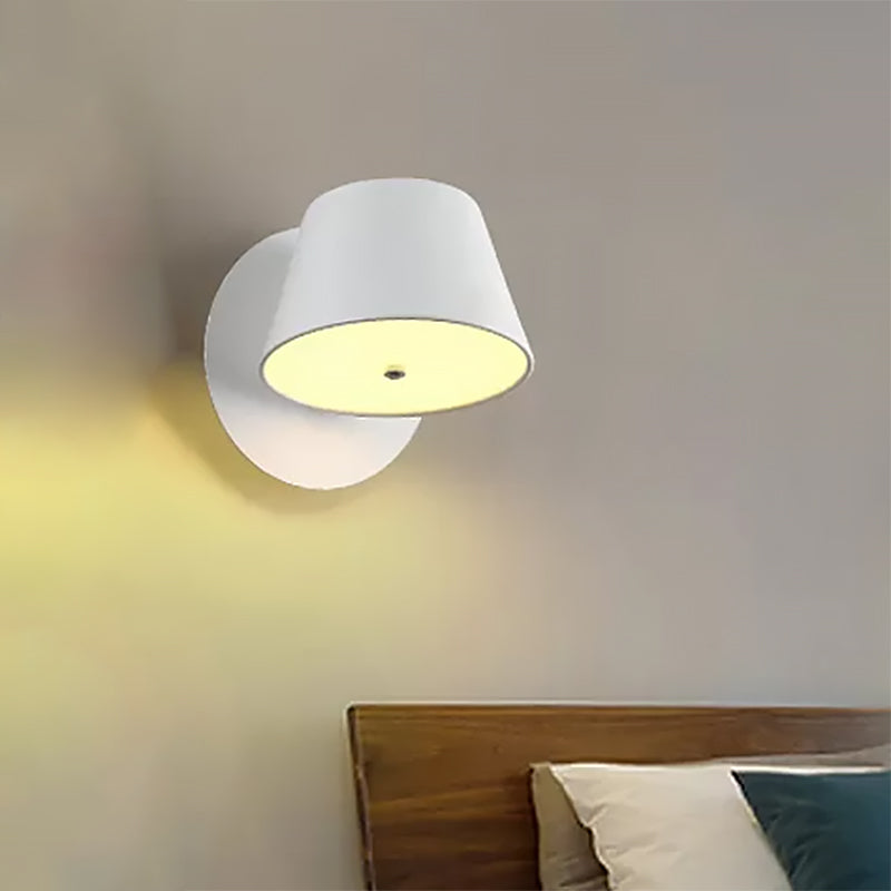 Nordic Tapered Shade Metal Wall Lamp In Black/White - Perfect For Bedroom And Study Room