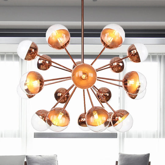 Globe Dining Room Semi Flush Mount Light with White/Clear/Smoke Grey Glass - 9/12/15 Lights - Contemporary Design in Copper/Chrome/Gold