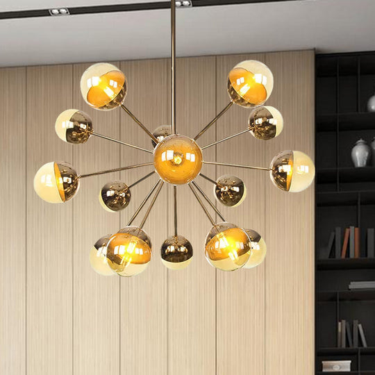 Globe Dining Room Semi Flush Mount Light with White/Clear/Smoke Grey Glass - 9/12/15 Lights - Contemporary Design in Copper/Chrome/Gold