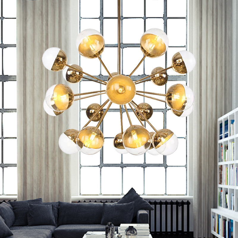 Globe Dining Room Semi Flush Mount Light with White/Clear/Smoke Grey Glass - 9/12/15 Lights - Contemporary Design in Copper/Chrome/Gold