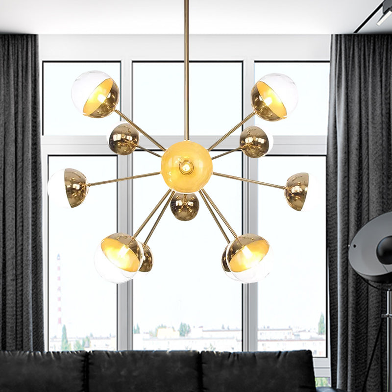 Globe Dining Room Semi Flush Mount Light with White/Clear/Smoke Grey Glass - 9/12/15 Lights - Contemporary Design in Copper/Chrome/Gold