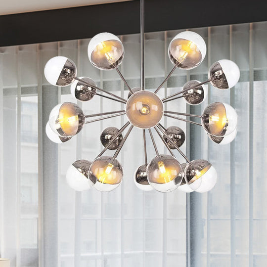 Globe Dining Room Semi Flush Mount Light with White/Clear/Smoke Grey Glass - 9/12/15 Lights - Contemporary Design in Copper/Chrome/Gold