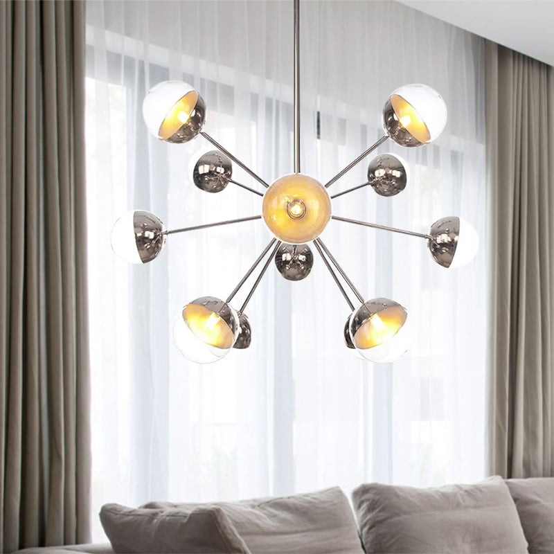 Globe Dining Room Semi Flush Mount Light with White/Clear/Smoke Grey Glass - 9/12/15 Lights - Contemporary Design in Copper/Chrome/Gold