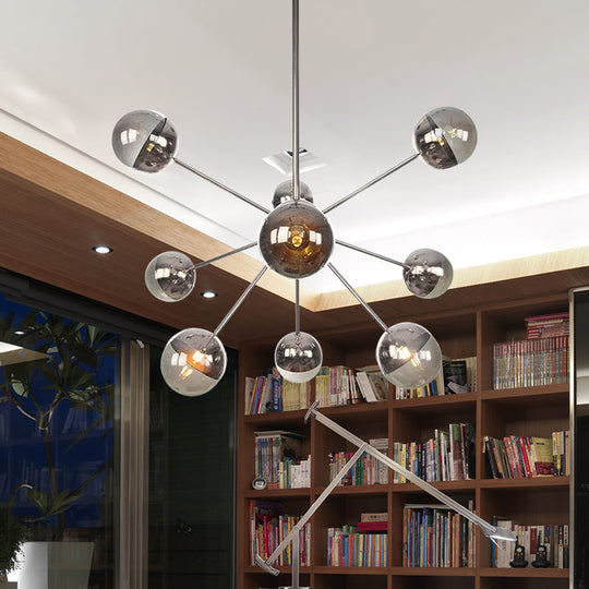 Globe Dining Room Semi Flush Mount Light with White/Clear/Smoke Grey Glass - 9/12/15 Lights - Contemporary Design in Copper/Chrome/Gold