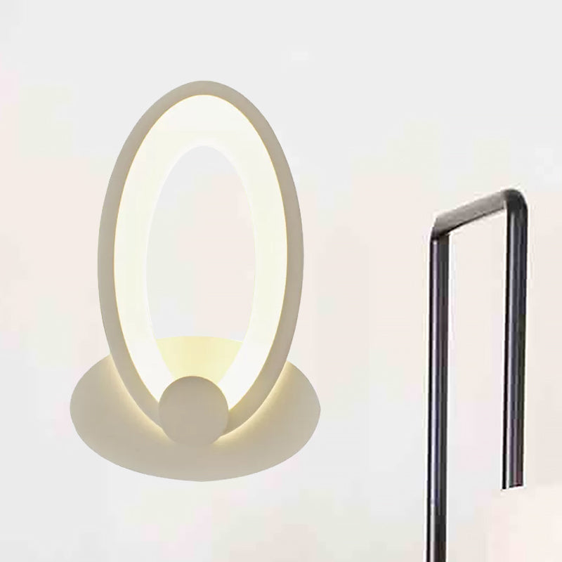 White Egg-Shaped Led Wall Sconce For Bedside Simple Acrylic Style