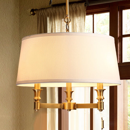 Traditional Drum Chandelier Light - White 3 Lights Ideal For Dining Room Pendant Lighting