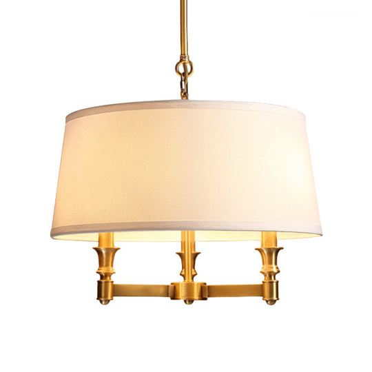 Traditional Drum Chandelier Light - White 3 Lights Ideal For Dining Room Pendant Lighting