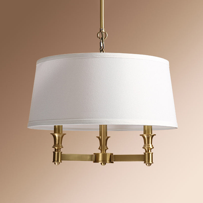 Traditional Drum Chandelier Light - White 3 Lights Ideal For Dining Room Pendant Lighting