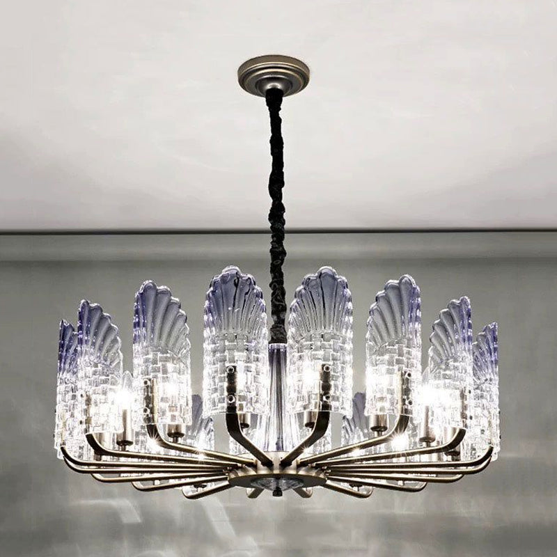 Contemporary Crystal & Metal Chandelier Lighting - Brass Finish, 8/9/10 Lights