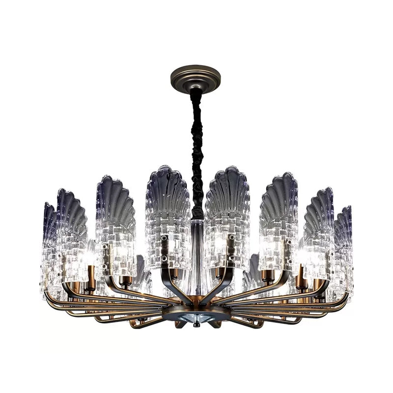 Contemporary Crystal And Metal Chandelier With Radial Lights In Brass Finish - 8/9/10 Lamps