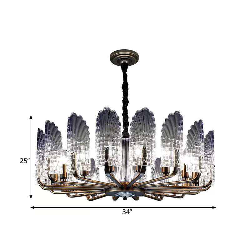 Contemporary Crystal And Metal Chandelier With Radial Lights In Brass Finish - 8/9/10 Lamps