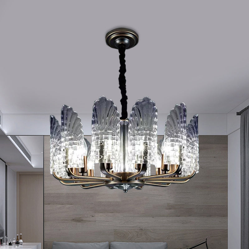 Contemporary Crystal & Metal Chandelier Lighting - Brass Finish, 8/9/10 Lights