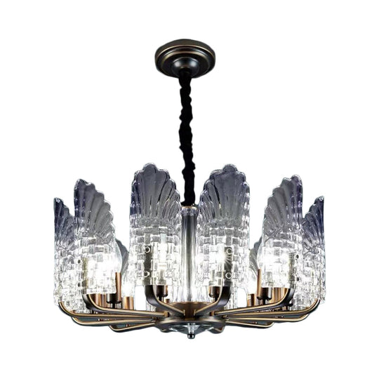 Contemporary Crystal & Metal Chandelier Lighting - Brass Finish, 8/9/10 Lights