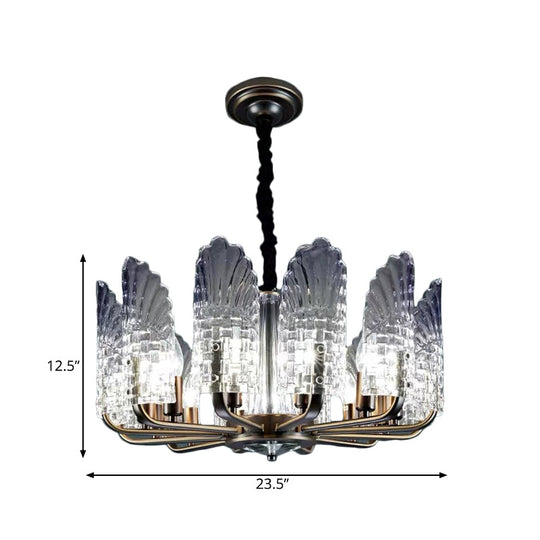 Contemporary Crystal And Metal Chandelier With Radial Lights In Brass Finish - 8/9/10 Lamps