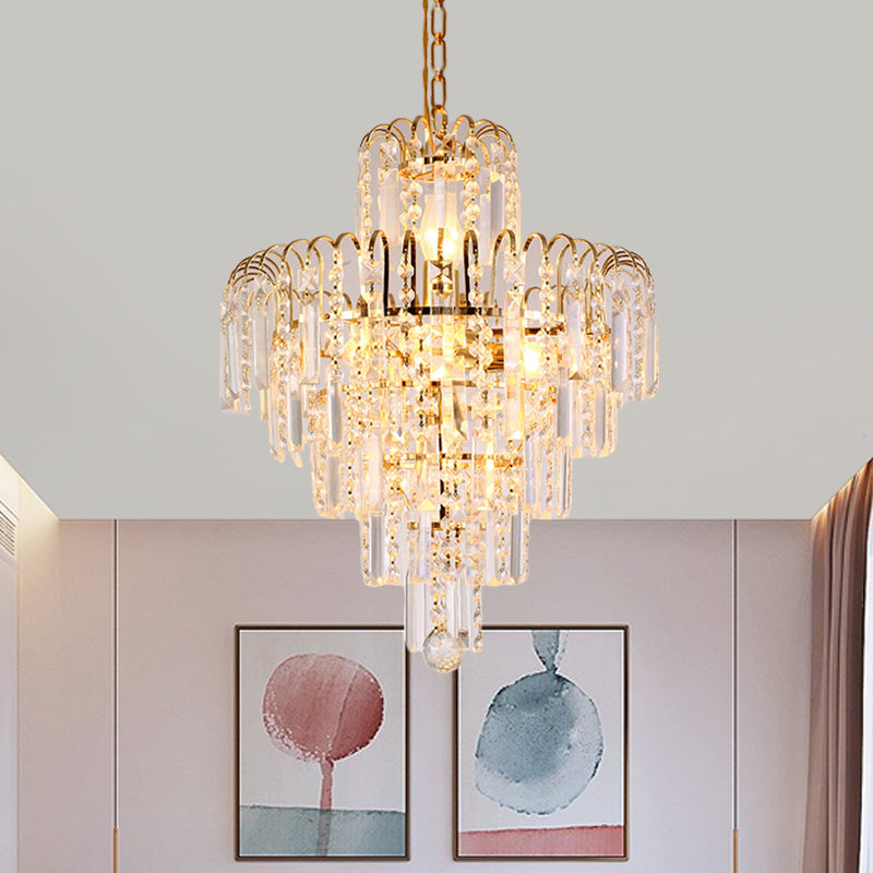 Modern Crystal Hanging Light Fixture 4/6/11 Lights Gold 16/18/23.5 Wide For Dining Room / 16