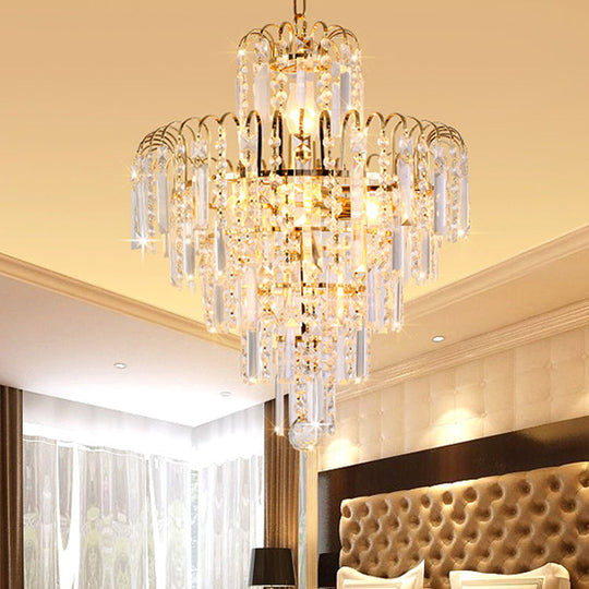 Modern Crystal Hanging Light Fixture 4/6/11 Lights Gold 16/18/23.5 Wide For Dining Room