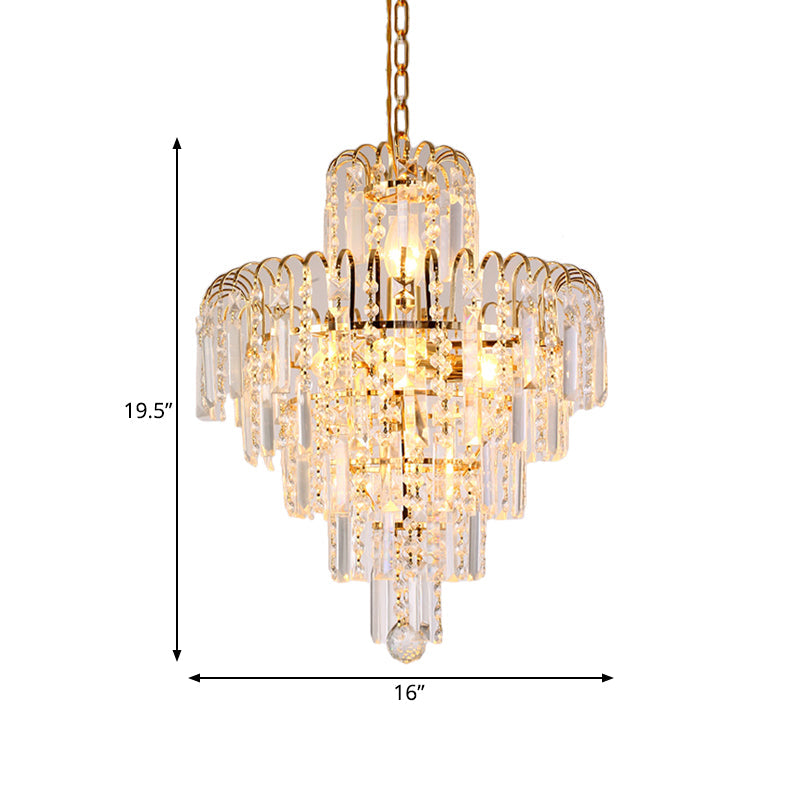 Modern Crystal Hanging Light Fixture 4/6/11 Lights Gold 16/18/23.5 Wide For Dining Room