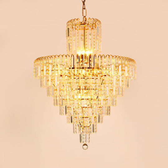 Modern Crystal Hanging Light Fixture 4/6/11 Lights Gold 16/18/23.5 Wide For Dining Room