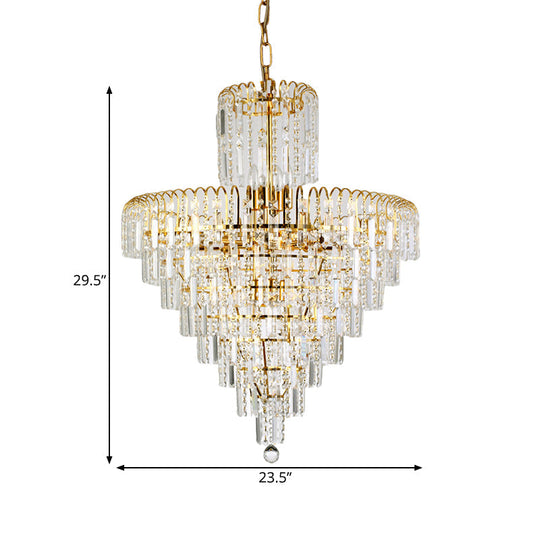 Modern Crystal Hanging Light Fixture 4/6/11 Lights Gold 16/18/23.5 Wide For Dining Room